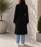 Ladies Black Pleated Button Detail Melton Coat - StylePhase SA
