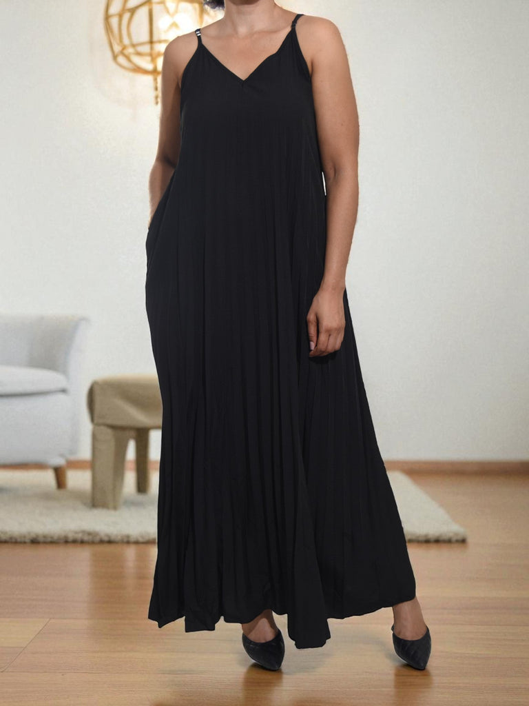 Ladies Black Pleated Pocket Dress - StylePhase SA