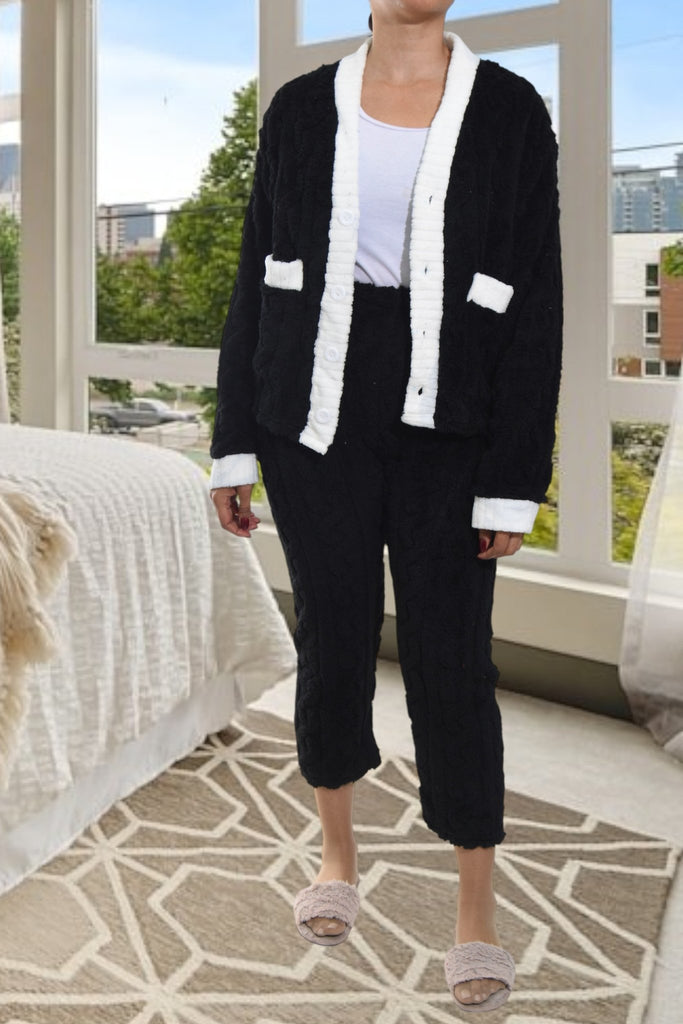 Ladies Black Plush 3/4 Pj Set - StylePhase SA