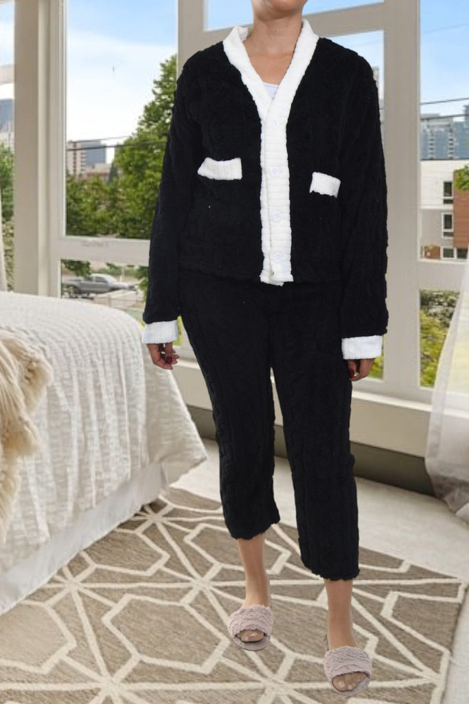 Ladies Black Plush 3/4 Pj Set - StylePhase SA