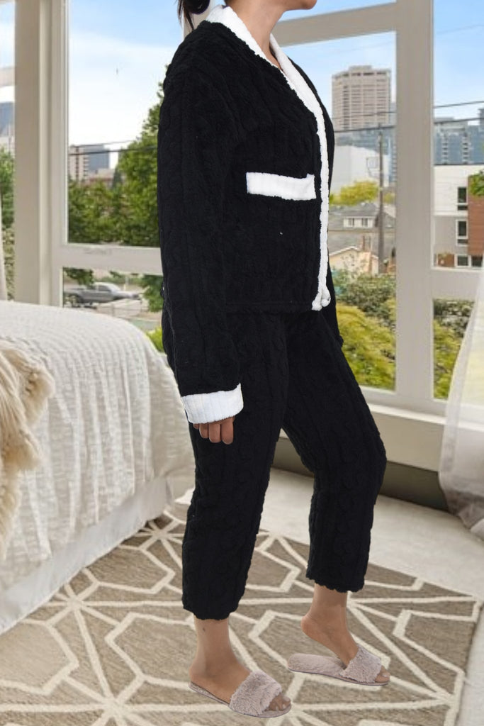 Ladies Black Plush 3/4 Pj Set - StylePhase SA