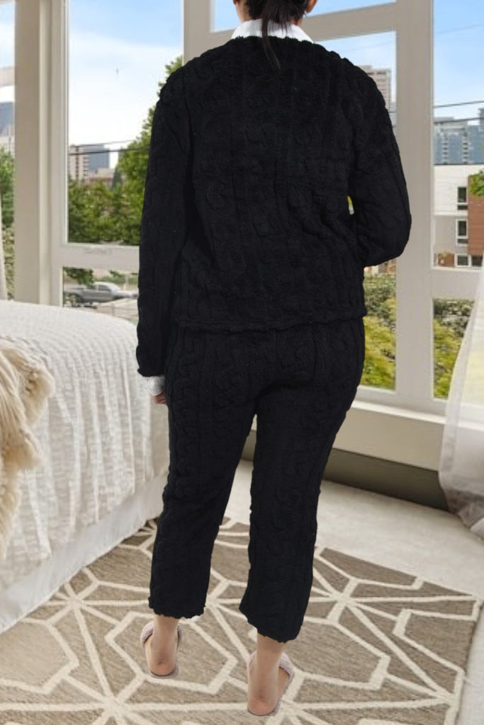 Ladies Black Plush 3/4 Pj Set - StylePhase SA