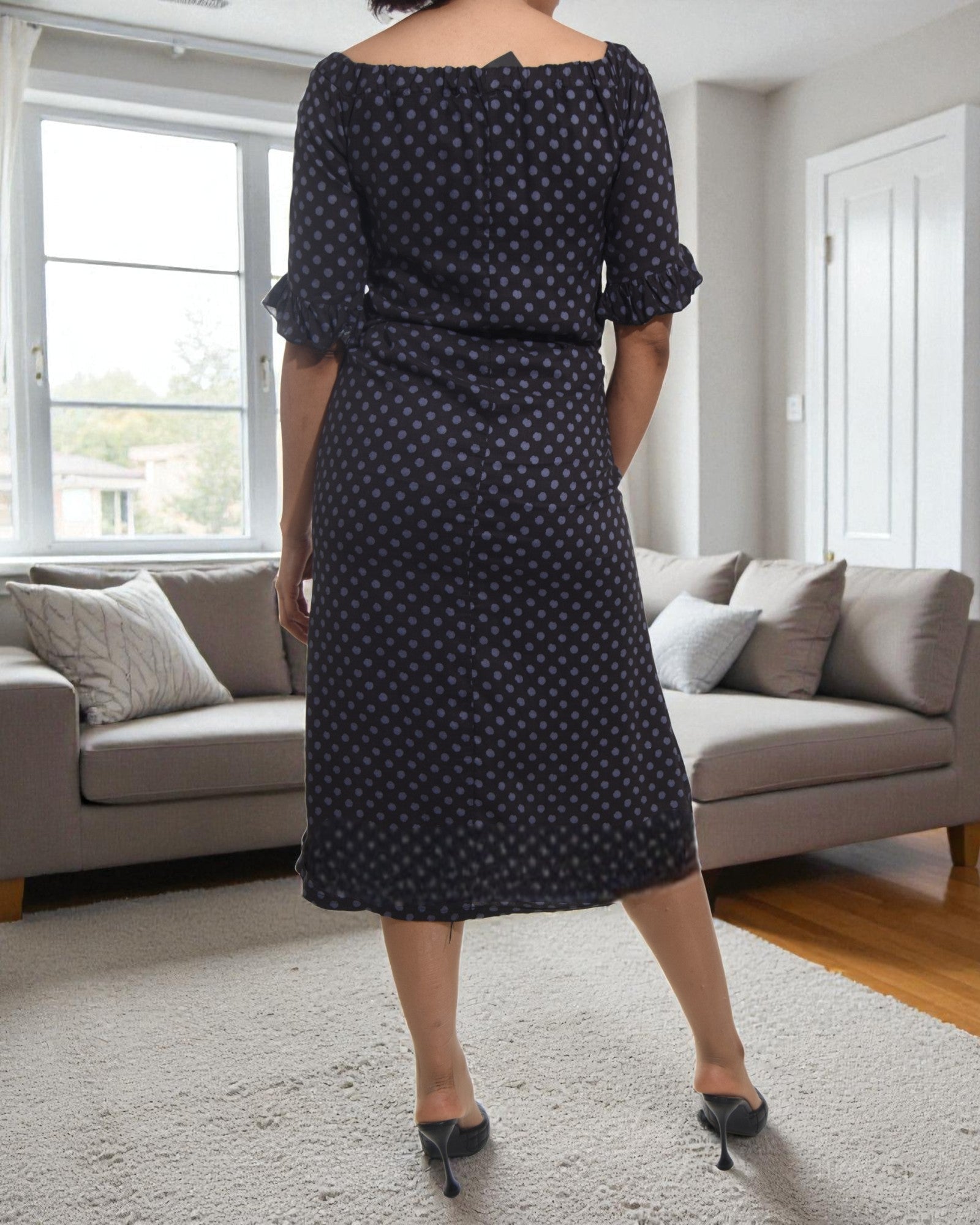 Ladies Black Polka Dot Dress - StylePhase SA
