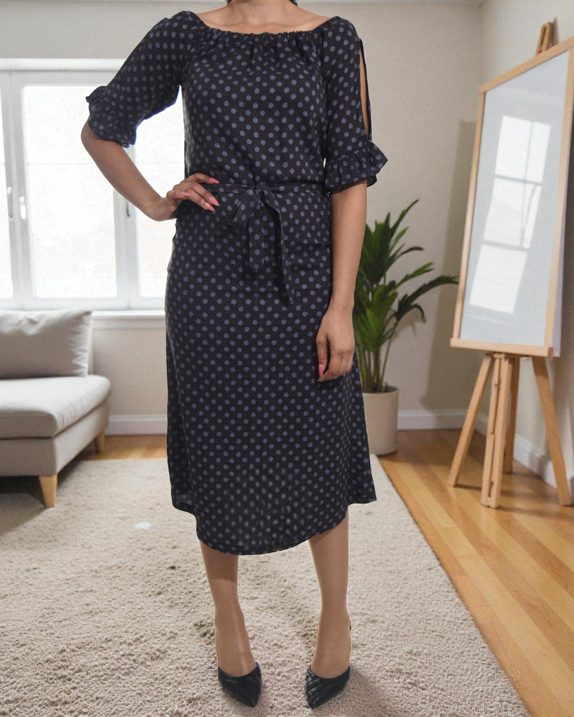 Ladies Black Polka Dot Dress - StylePhase SA