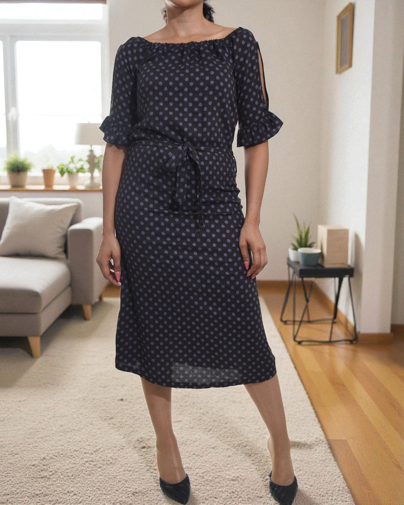 Ladies Black Polka Dot Dress - StylePhase SA