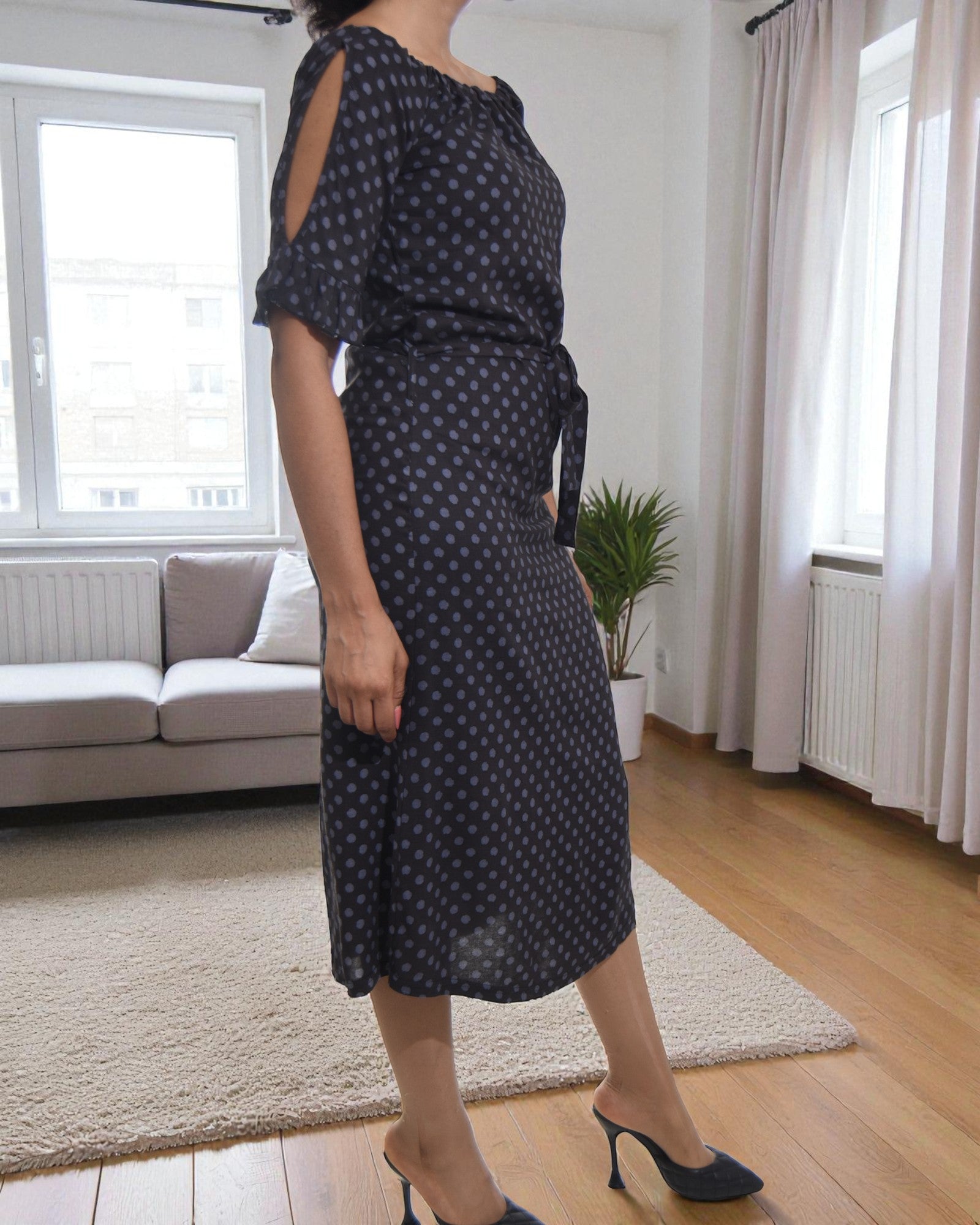 Ladies Black Polka Dot Dress - StylePhase SA