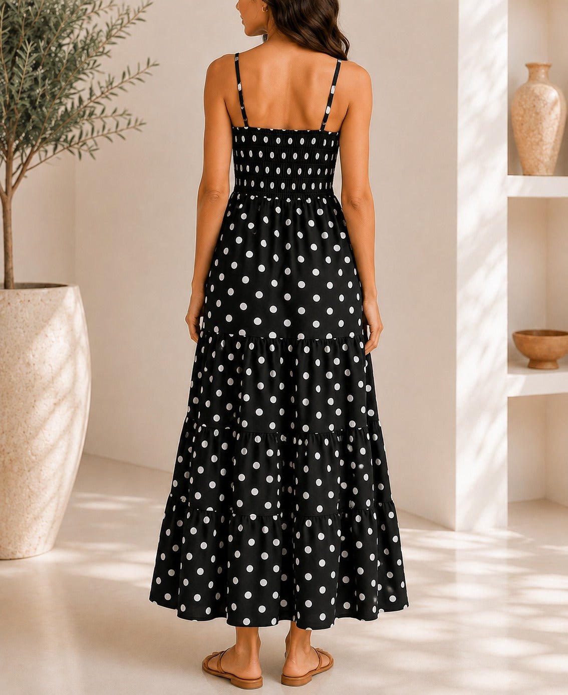 Ladies Black Polka Dot Pocket Dress - StylePhase SA