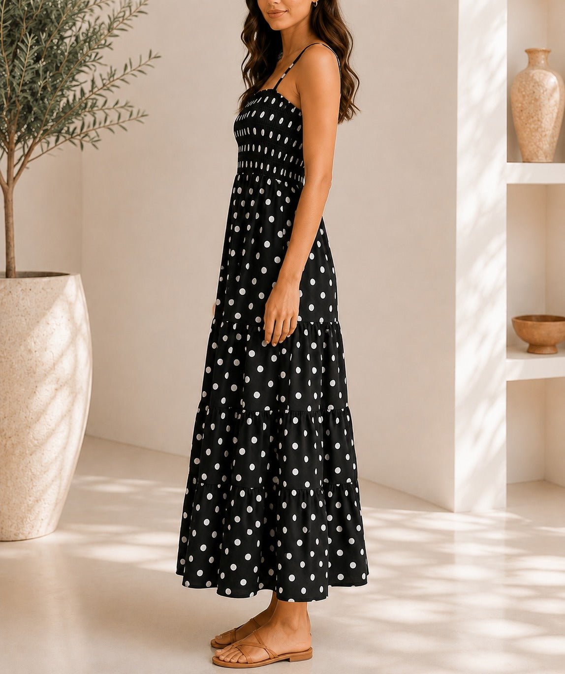Ladies Black Polka Dot Pocket Dress - StylePhase SA