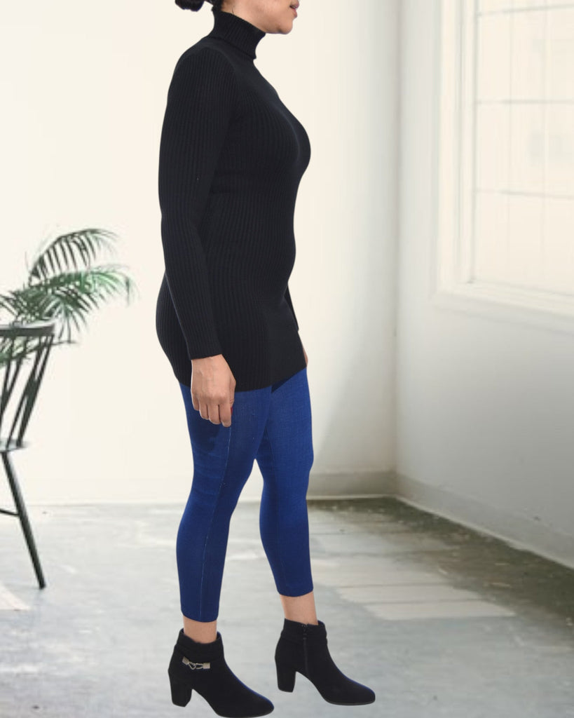 Ladies Black Polo Neck Dress Top - StylePhase SA