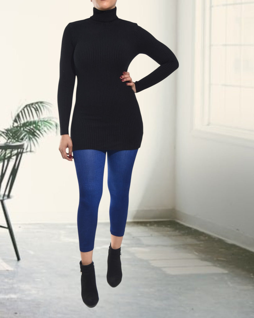 Ladies Black Polo Neck Dress Top - StylePhase SA