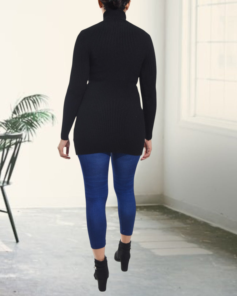 Ladies Black Polo Neck Dress Top - StylePhase SA