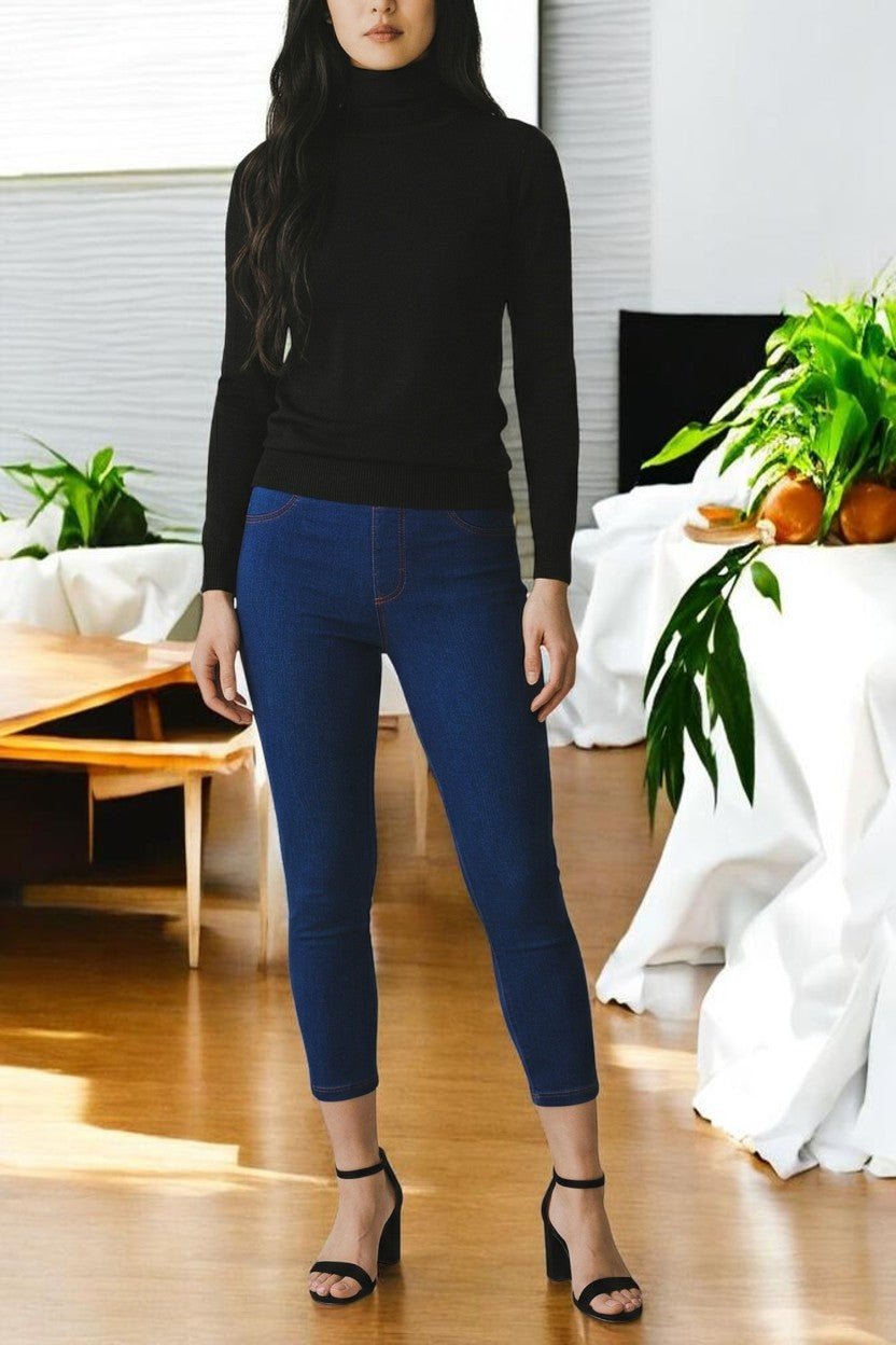 Ladies Black Polo Neck Jersey Top - StylePhase SA