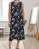 Ladies Black Printed Crinkle Sleeveless Dress - StylePhase SA