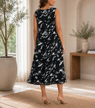 Ladies Black Printed Crinkle Sleeveless Dress - StylePhase SA
