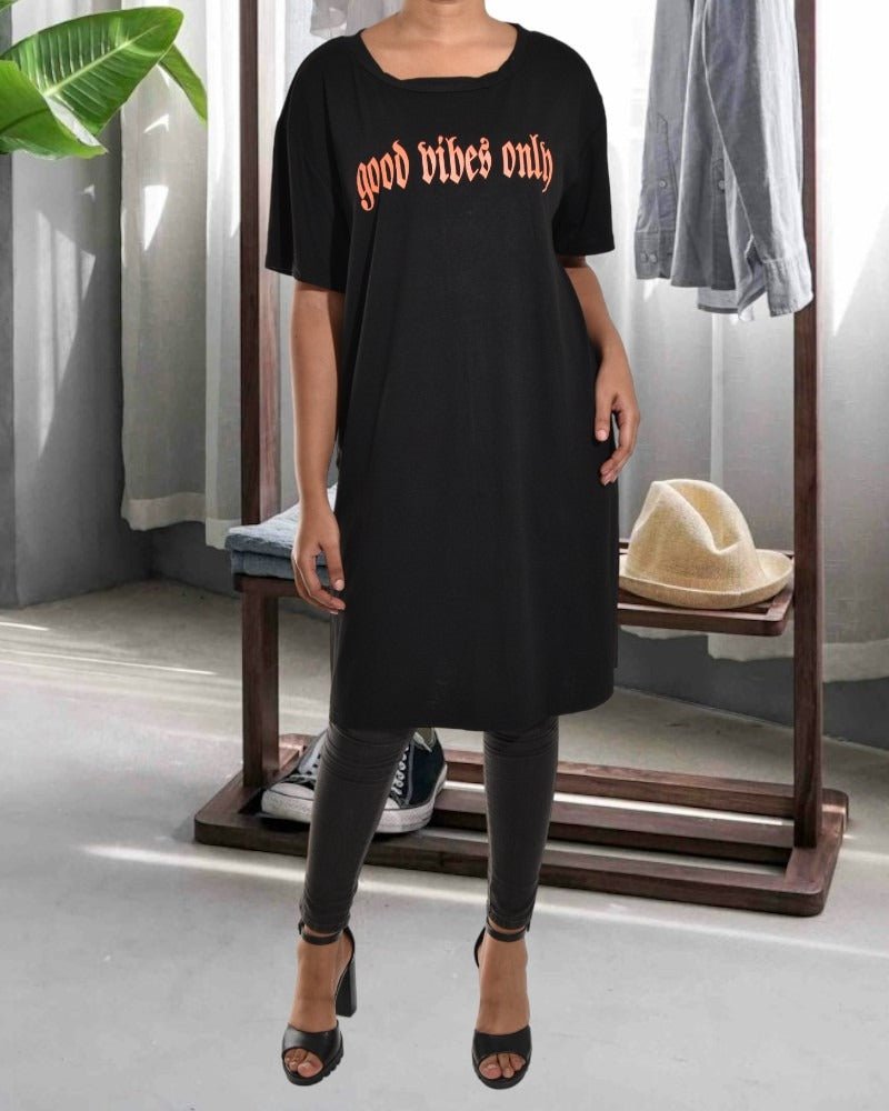 Ladies Black Printed Dress Top - StylePhase SA