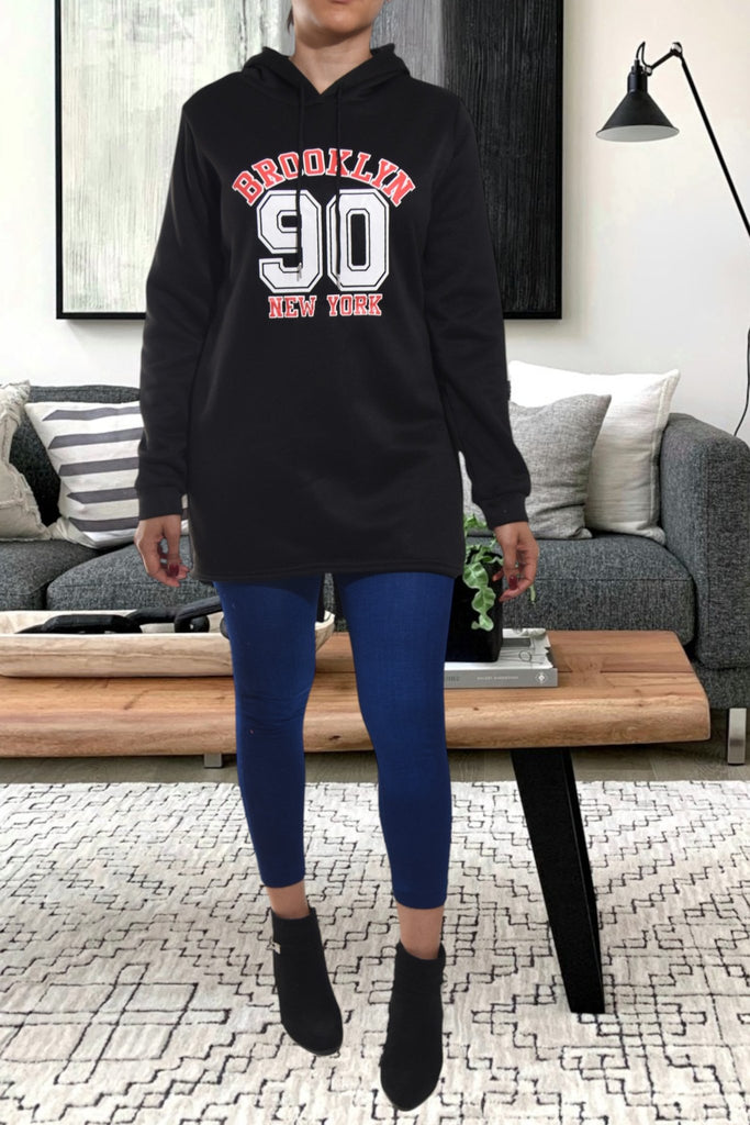 Ladies Black Printed Hoody Dress - StylePhase SA