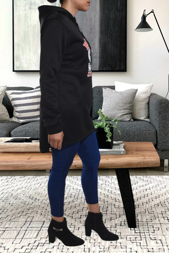 Ladies Black Printed Hoody Dress - StylePhase SA