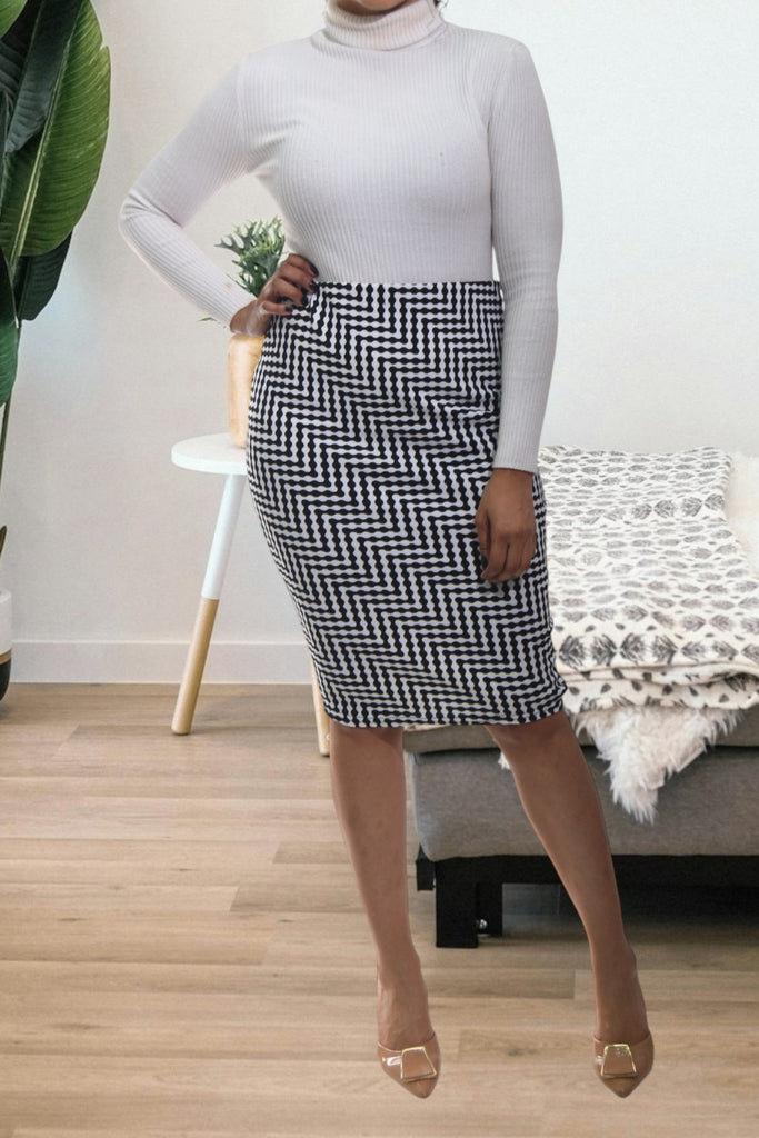 Ladies Black Printed Knit Skirt - StylePhase SA