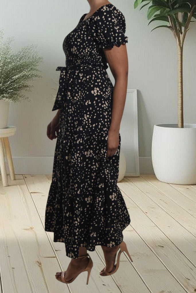 Ladies Black Printed Pocket Dress - StylePhase SA