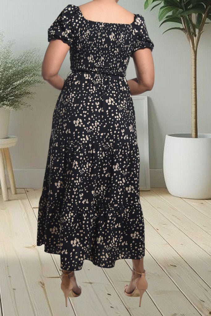 Ladies Black Printed Pocket Dress - StylePhase SA