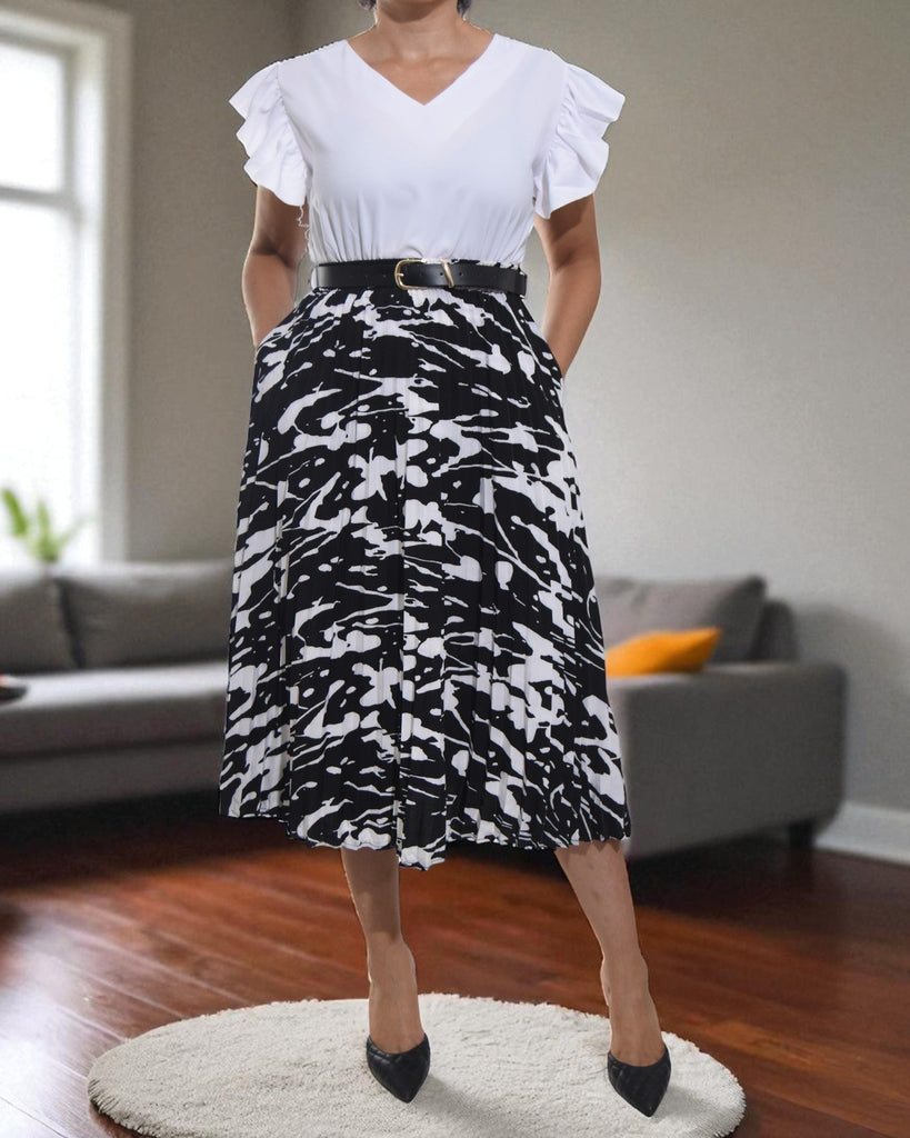 Ladies Black Printed Pocket Skirt - StylePhase SA