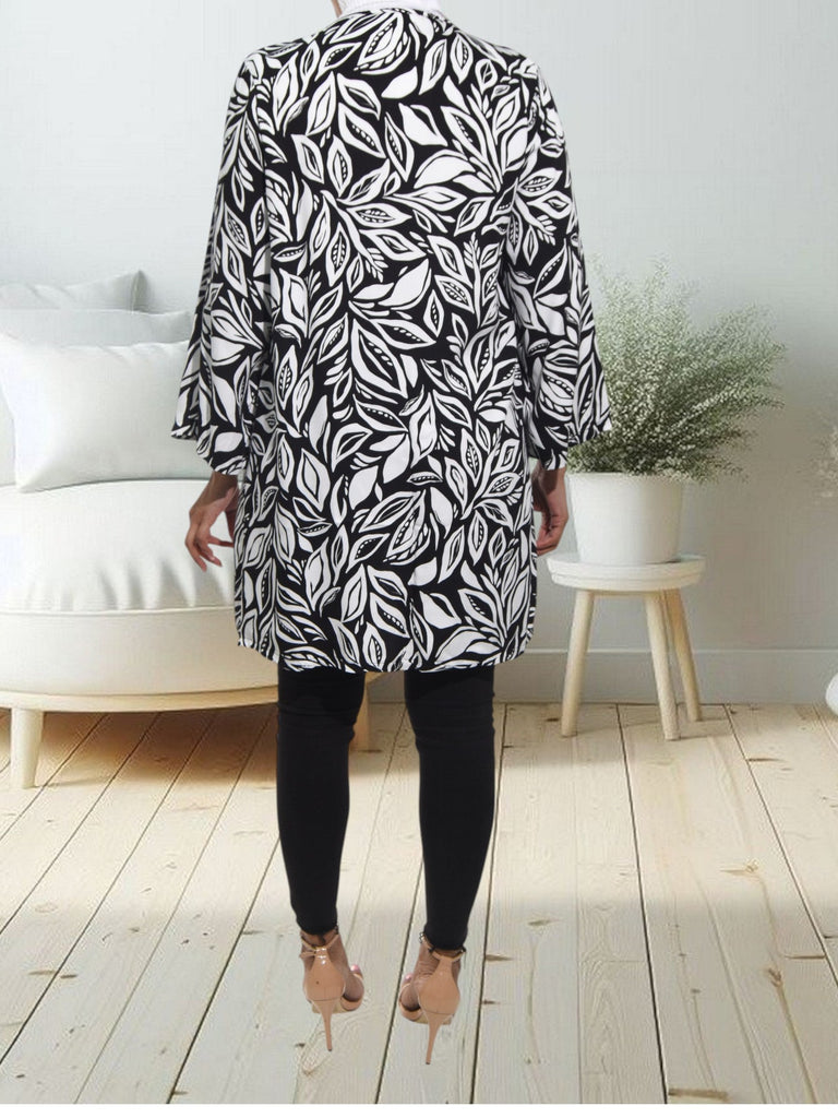 Ladies Black Printed Rayon Kimono - StylePhase SA