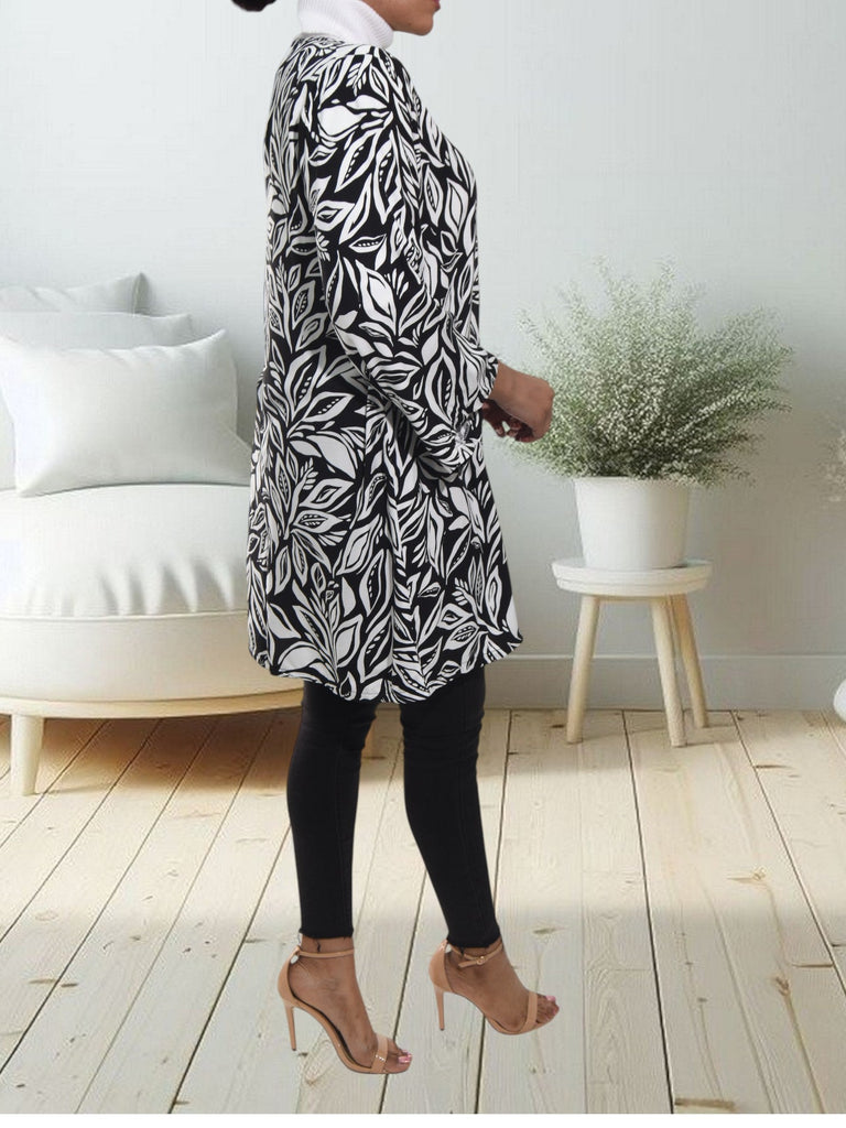 Ladies Black Printed Rayon Kimono - StylePhase SA