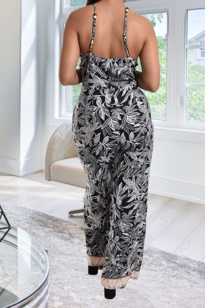 Ladies Black Printed Strappy Jumpsuit - StylePhase SA