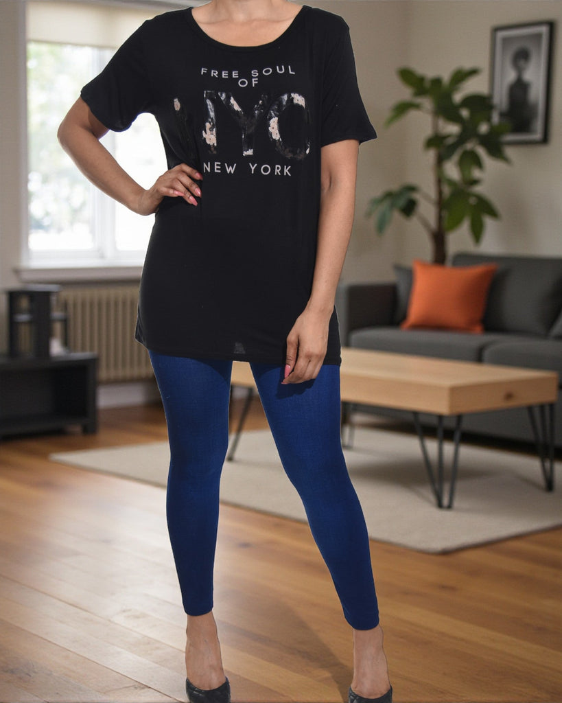 Ladies Black Printed Tee - StylePhase SA