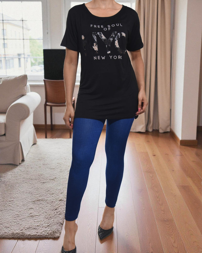 Ladies Black Printed Tee - StylePhase SA