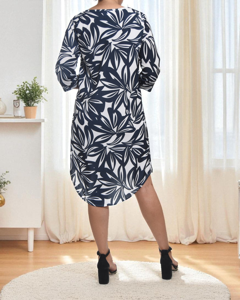 Ladies Black Printed Tunic 3/4 Sleeve Dress - StylePhase SA