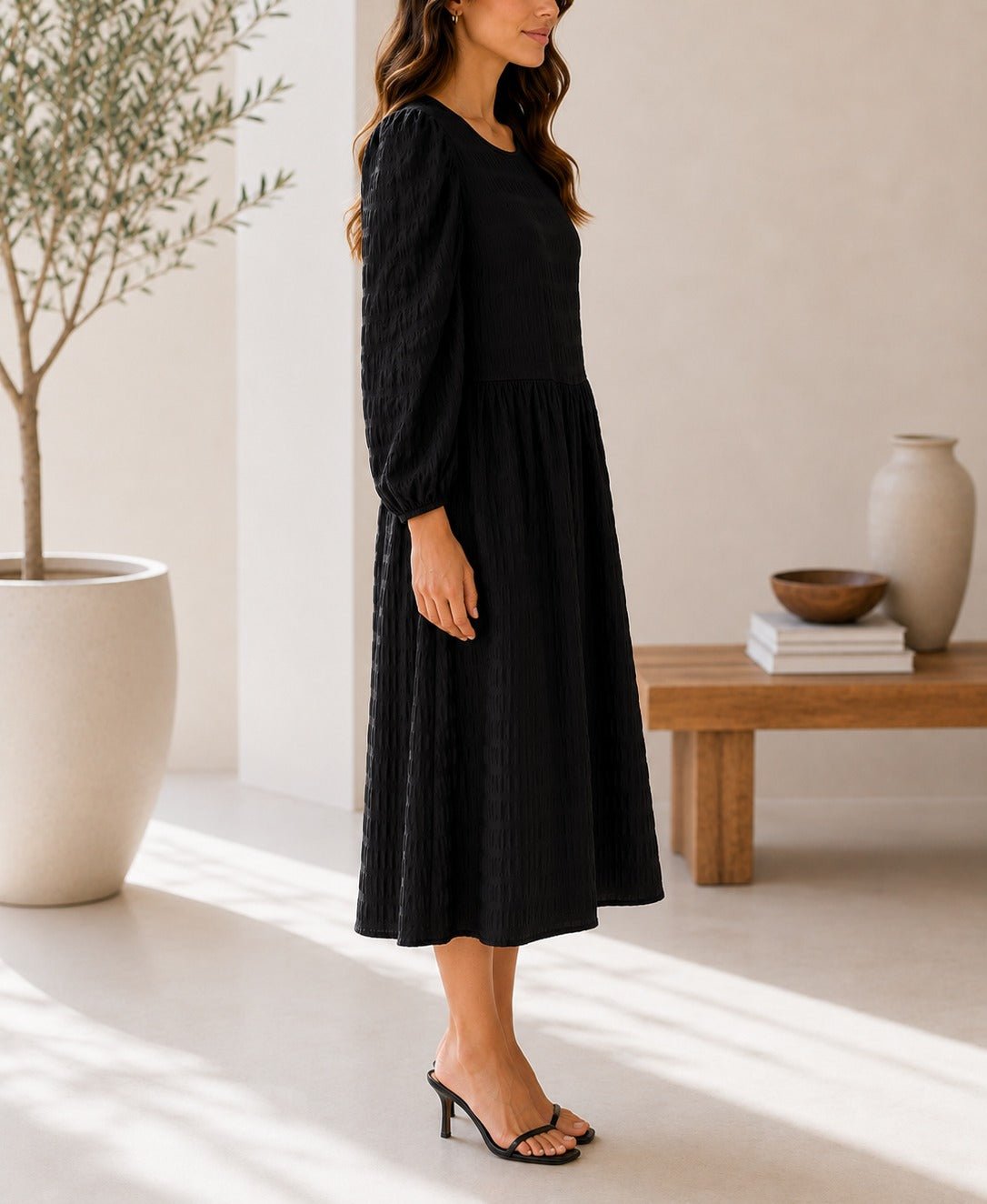 Ladies Black Puff Sleeve Dress - StylePhase SA
