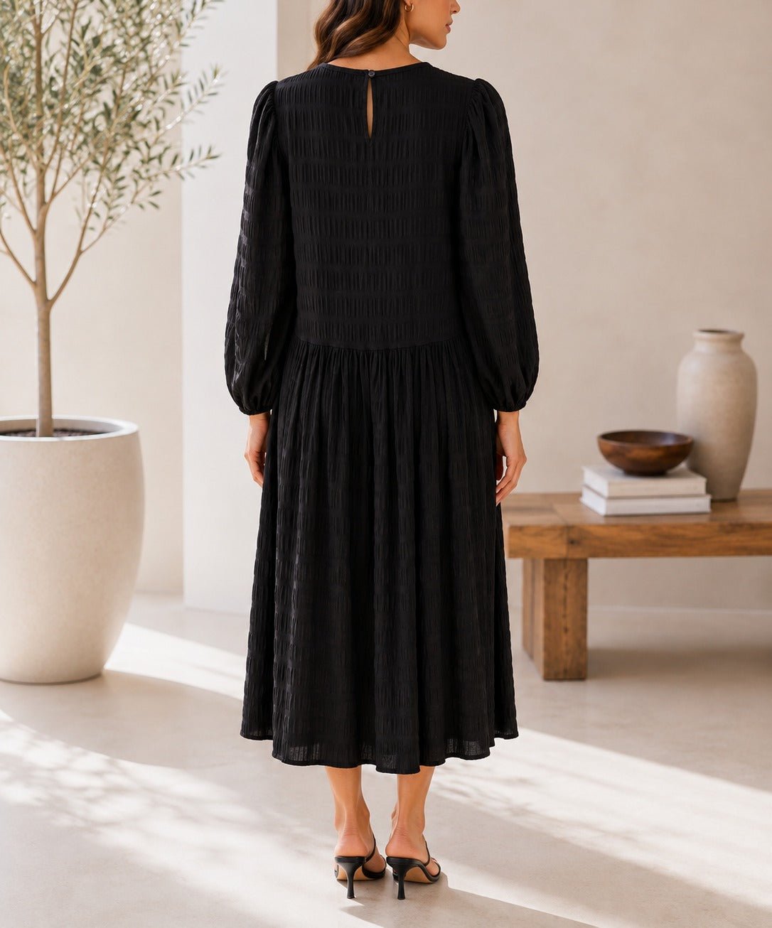 Ladies Black Puff Sleeve Dress - StylePhase SA