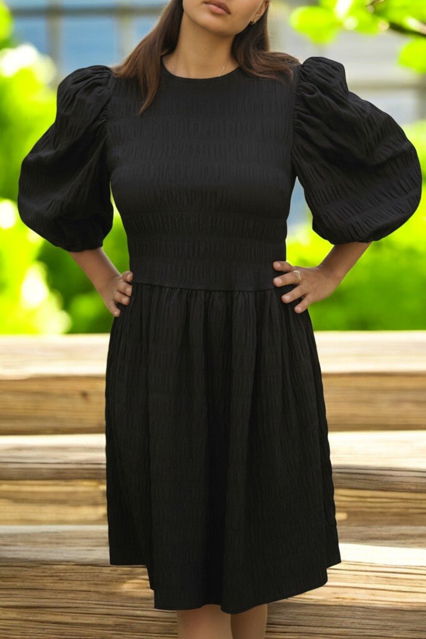 Ladies Black Puff Sleeve Dress - StylePhase SA