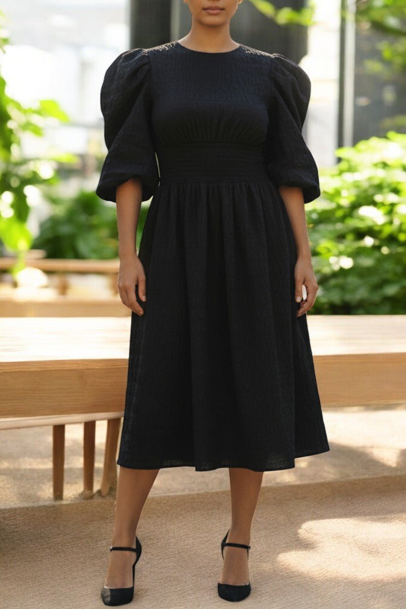 Ladies Black Puff Sleeve Dress - StylePhase SA