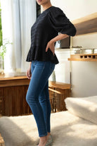 Ladies Black Puff Sleeve Top - StylePhase SA