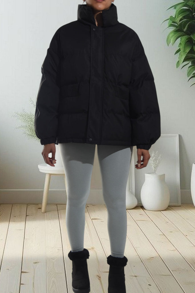 Ladies Black Puffer Collar Jacket - StylePhase SA