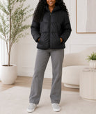 Ladies Black Puffer Hoody Jacket - StylePhase SA