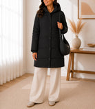 Ladies Black Puffer Jacket With Matching Bag - StylePhase SA