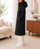 Ladies Black Puffer Toggle Long Jacket - StylePhase SA