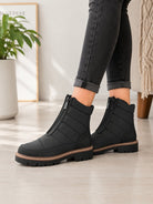 Ladies Black Quilted Front Zip Winter Ankle Boots - StylePhase SA