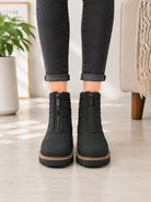 Ladies Black Quilted Front Zip Winter Ankle Boots - StylePhase SA