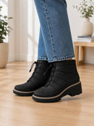 Ladies Black Quilted Tie Boots - StylePhase SA
