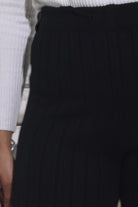 Ladies Black Rib High Waist Pants - StylePhase SA