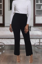 Ladies Black Rib High Waist Pants - StylePhase SA