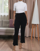 Ladies Black Rib High Waist Pants - Jersey Rib - StylePhase SA