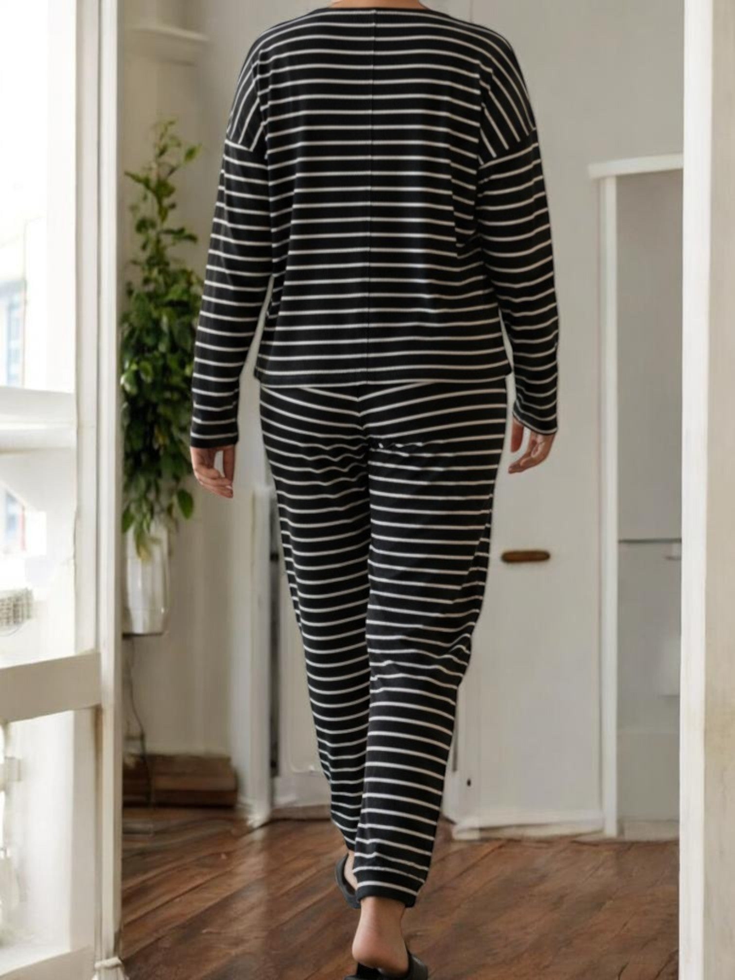 Ladies Black Rib Knit Pj Set - StylePhase SA