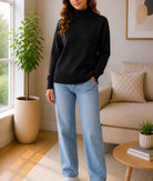 Ladies Black Rib Polo Neck Jersey - StylePhase SA