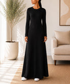 Ladies Black Ribbed Knit Maxi Dress - StylePhase SA