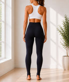 Ladies Black Ribbed Waistband Leggings - StylePhase SA